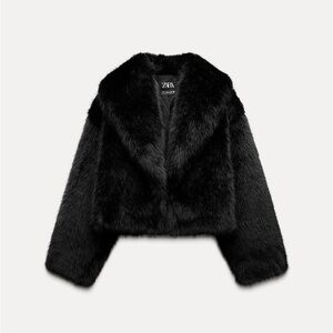 SOLD Zara Women's Black Faux Fur Jacket